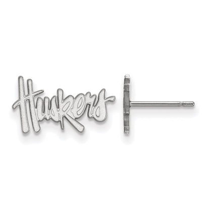 14K White Gold Logoart University Of Nebraska Huskers Extra Small Post Earrings