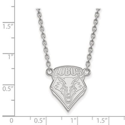 10K White Gold Logoart University Of New Mexico Large Pendant 18 Inch Necklace