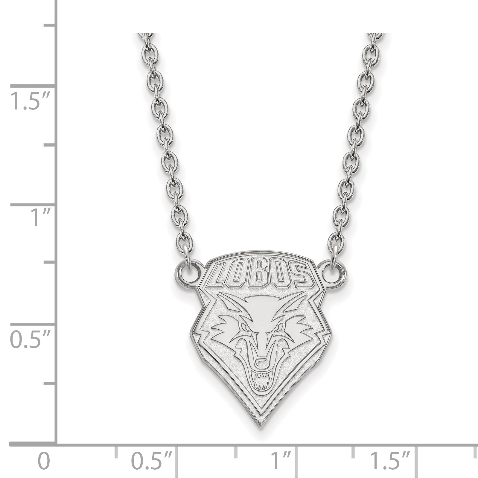 10K White Gold Logoart University Of New Mexico Large Pendant 18 Inch Necklace