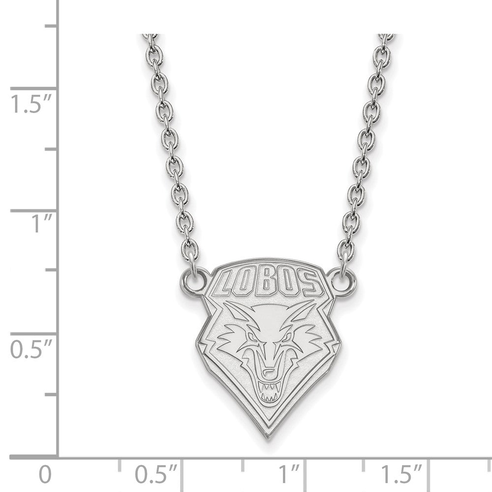 Sterling Silver Rhodium Plated Logoart University Of New Mexico Large Pendant 18 Inch Necklace