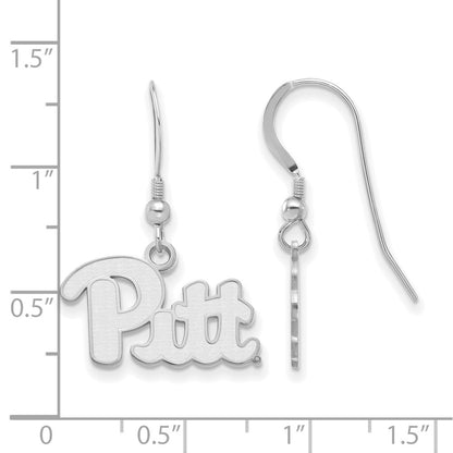 Sterling Silver Rhodium Plated Logoart University Of Pittsburgh Small Dangle Wire Earrings