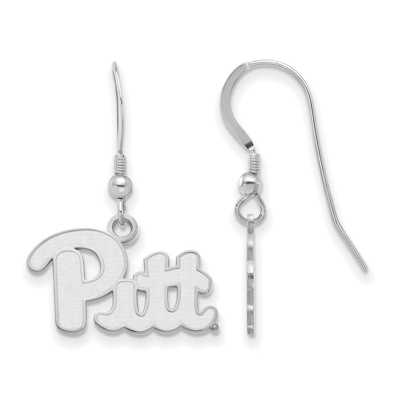 Sterling Silver Rhodium Plated Logoart University Of Pittsburgh Small Dangle Wire Earrings
