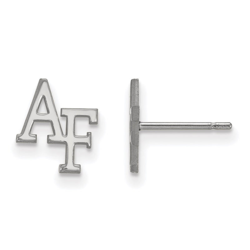 Sterling Silver Rhodium Plated Logoart United States Air Force Academy A F Extra Small Post Earrings