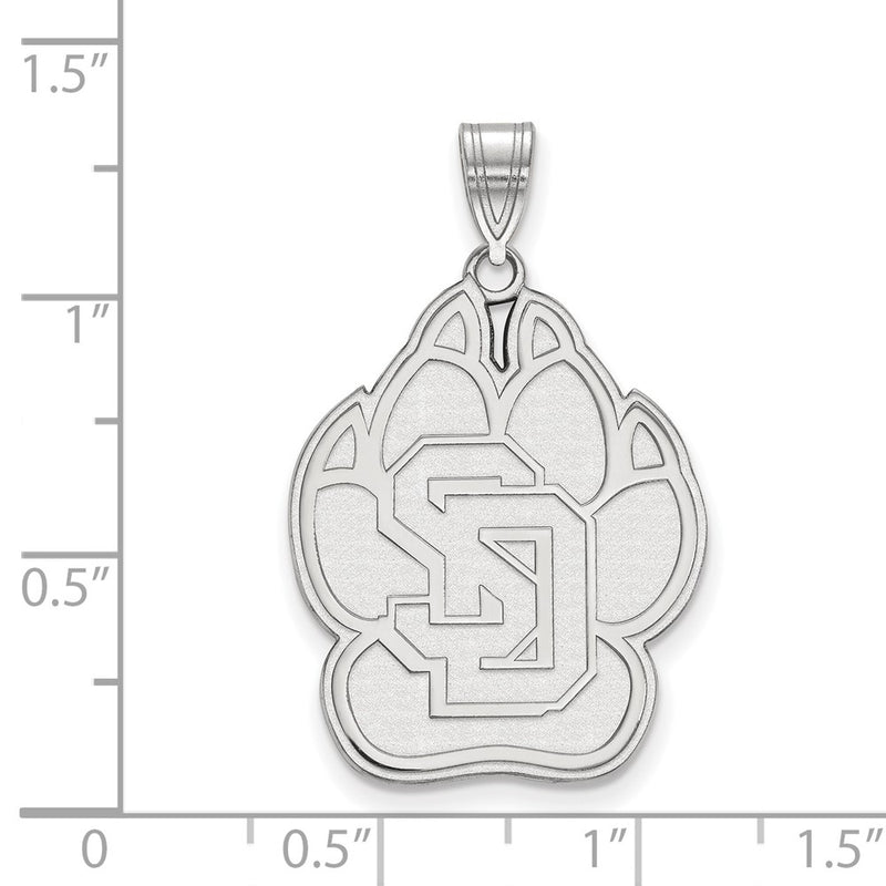 Sterling Silver Rhodium Plated Logoart University Of South Dakota Extra Large Pendant