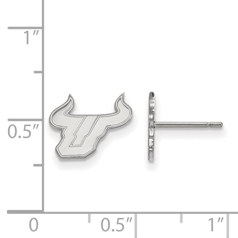 Sterling Silver Rhodium Plated Logoart University Of South Florida Bull Extra Small Post Earrings