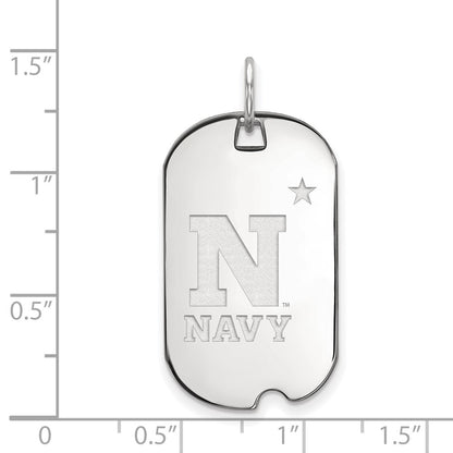 Sterling Silver Rhodium Plated Logoart Us Naval Academy Small Dog Tag Pendant