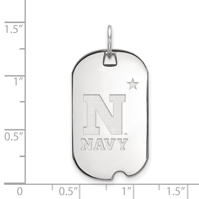 Sterling Silver Rhodium Plated Logoart Us Naval Academy Small Dog Tag Pendant