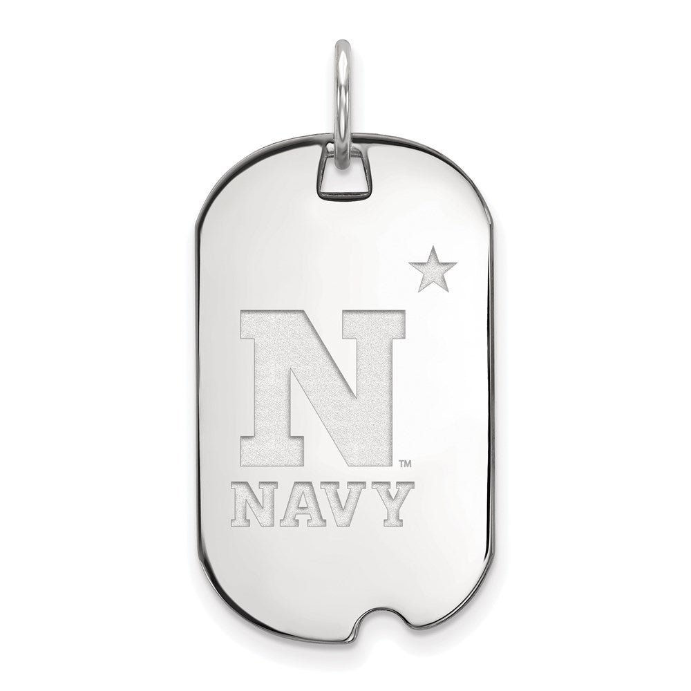14K White Gold Logoart Us Naval Academy Small Dog Tag Pendant