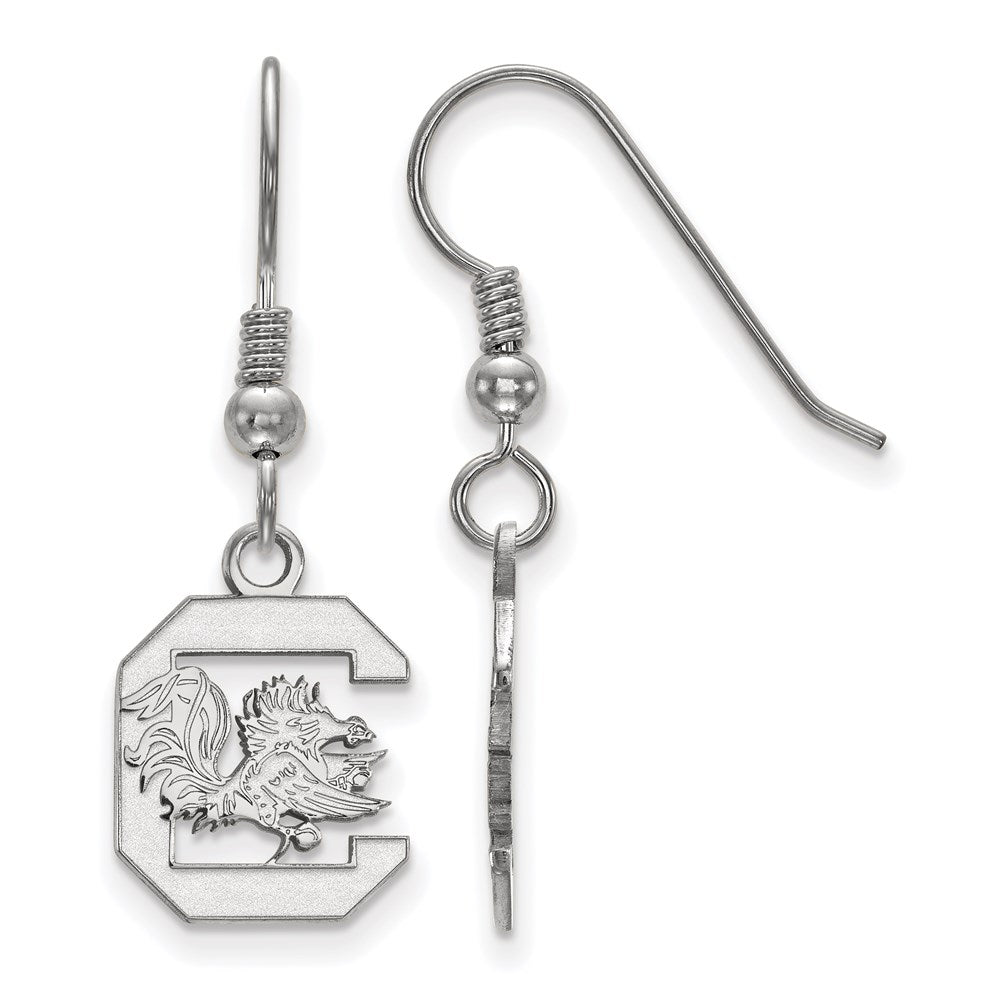 Sterling Silver Rhodium Plated Logoart University Of South Carolina Small Dangle Wire Earrings