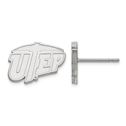 Sterling Silver Rhodium Plated Logoart University Of Texas At El Paso Extra Small Post Earrings