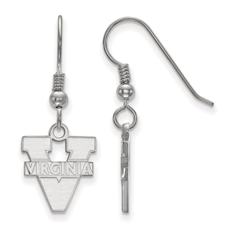 Sterling Silver Rhodium Plated Logoart University Of Virginia Small Dangle Wire Earrings