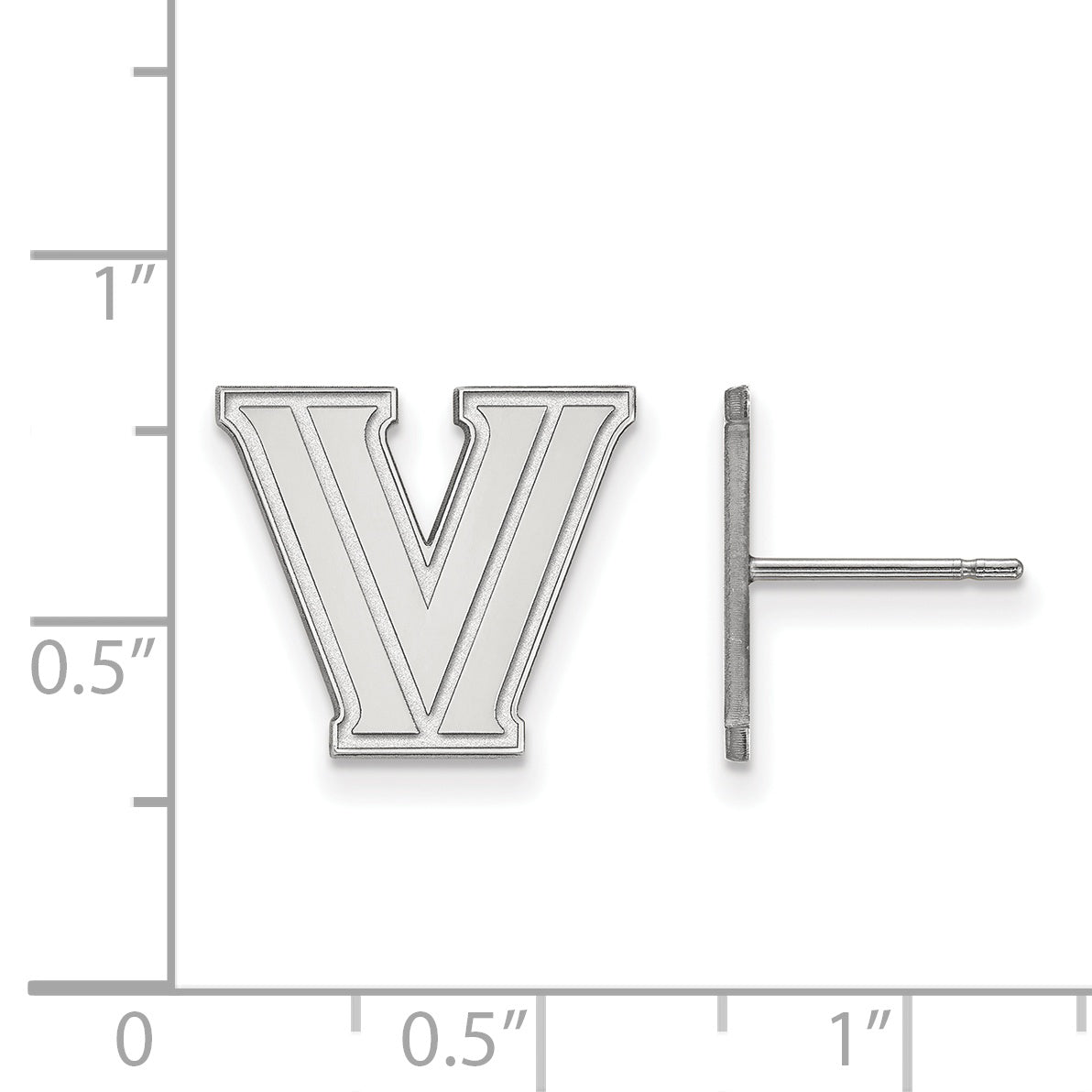 10K White Gold Logoart Villanova University Letter V Small Post Earrings
