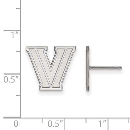 10K White Gold Logoart Villanova University Letter V Small Post Earrings