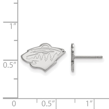 Sterling Silver Rhodium Plated Nhl Logoart Minnesota Wild Extra Small Post Earrings