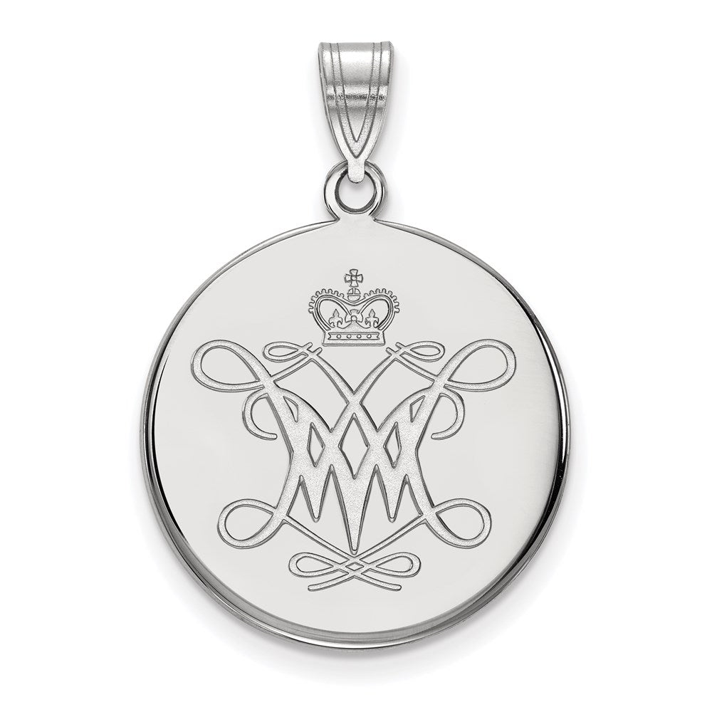 14K White Gold Logoart College Of William And Mary Large Disc Pendant