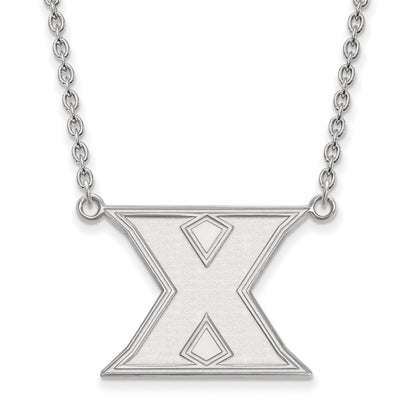 Sterling Silver Rhodium Plated Logoart Xavier University Letter X Large Pendant 18 Inch Necklace