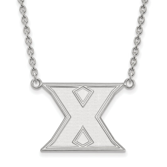 Sterling Silver Rhodium Plated Logoart Xavier University Letter X Large Pendant 18 Inch Necklace