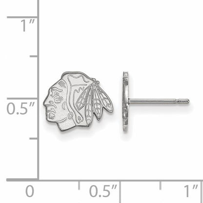10K White Gold Nhl Logoart Chicago Blackhawks Extra Small Post Earrings