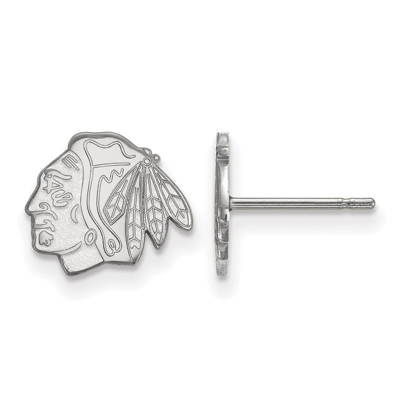 14K White Gold Nhl Logoart Chicago Blackhawks Extra Small Post Earrings