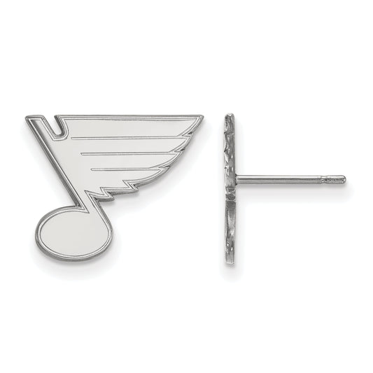 Sterling Silver Rhodium Plated Nhl Logoart St. Louis Blues Small Post Earrings