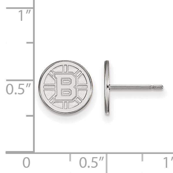 10K White Gold Nhl Logoart Boston Bruins Extra Small Post Earrings