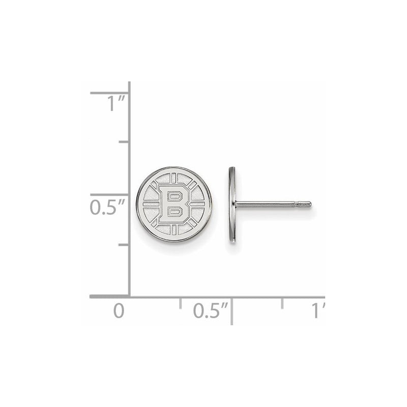 Sterling Silver Rhodium Plated Nhl Logoart Boston Bruins Extra Small Post Earrings