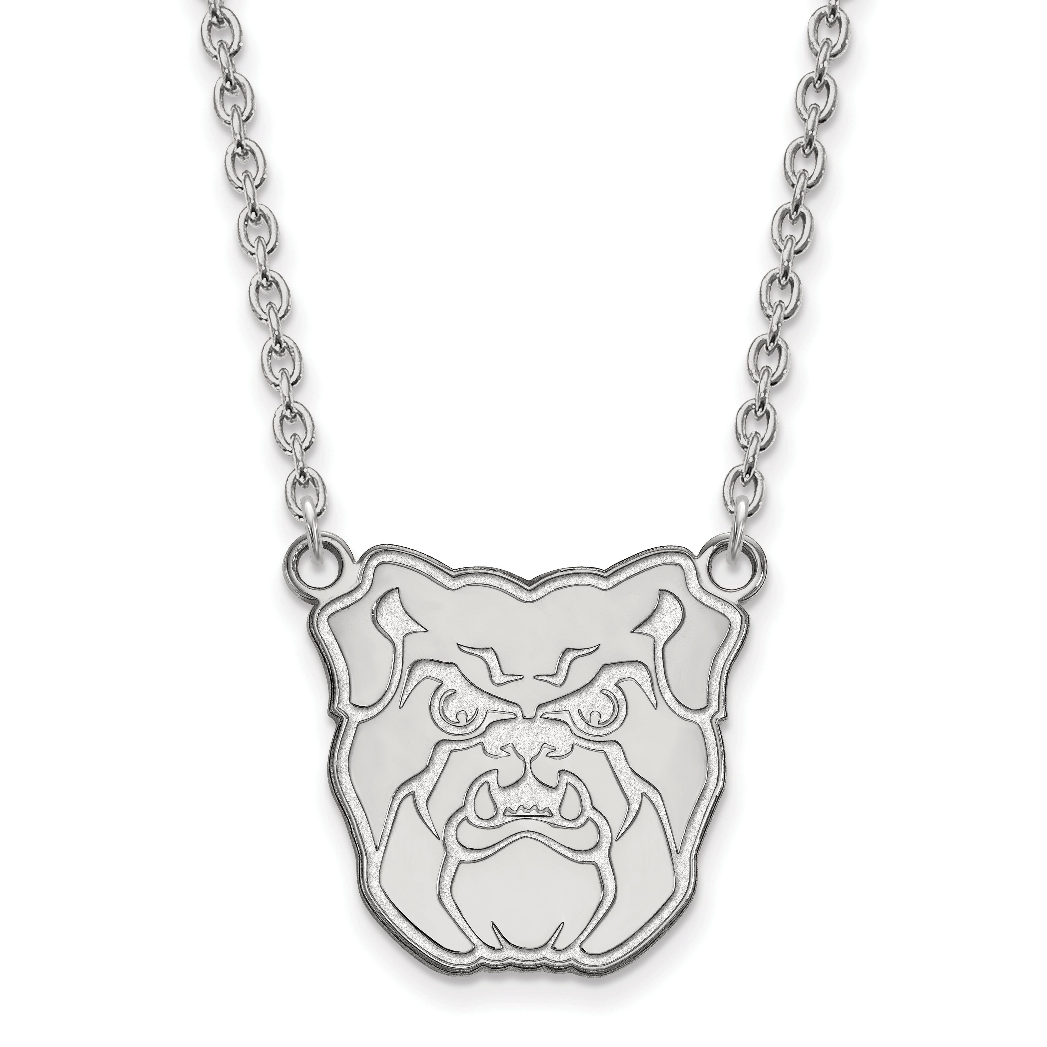 10K White Gold Logoart Butler University Bulldog Large Pendant 18 Inch Necklace