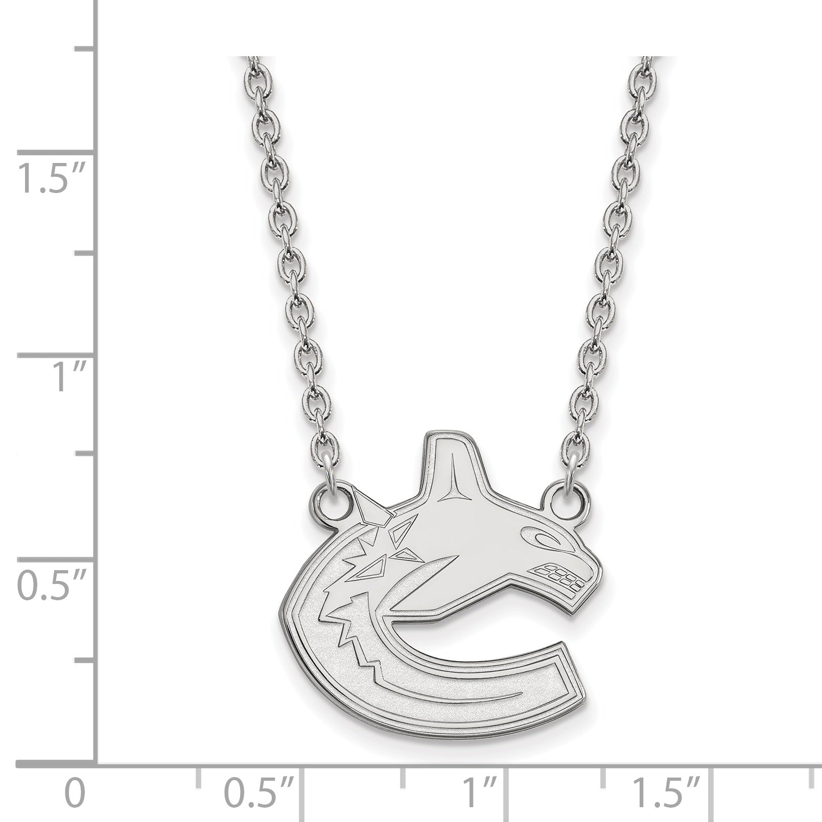 10K White Gold Nhl Logoart Vancouver Canucks Large Pendant 18 Inch Necklace