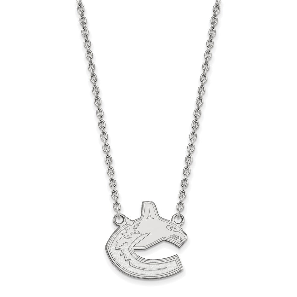 10K White Gold Nhl Logoart Vancouver Canucks Large Pendant 18 Inch Necklace