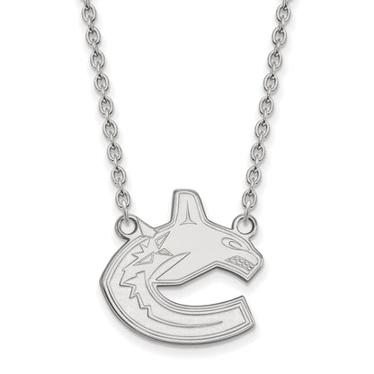 10K White Gold Nhl Logoart Vancouver Canucks Large Pendant 18 Inch Necklace