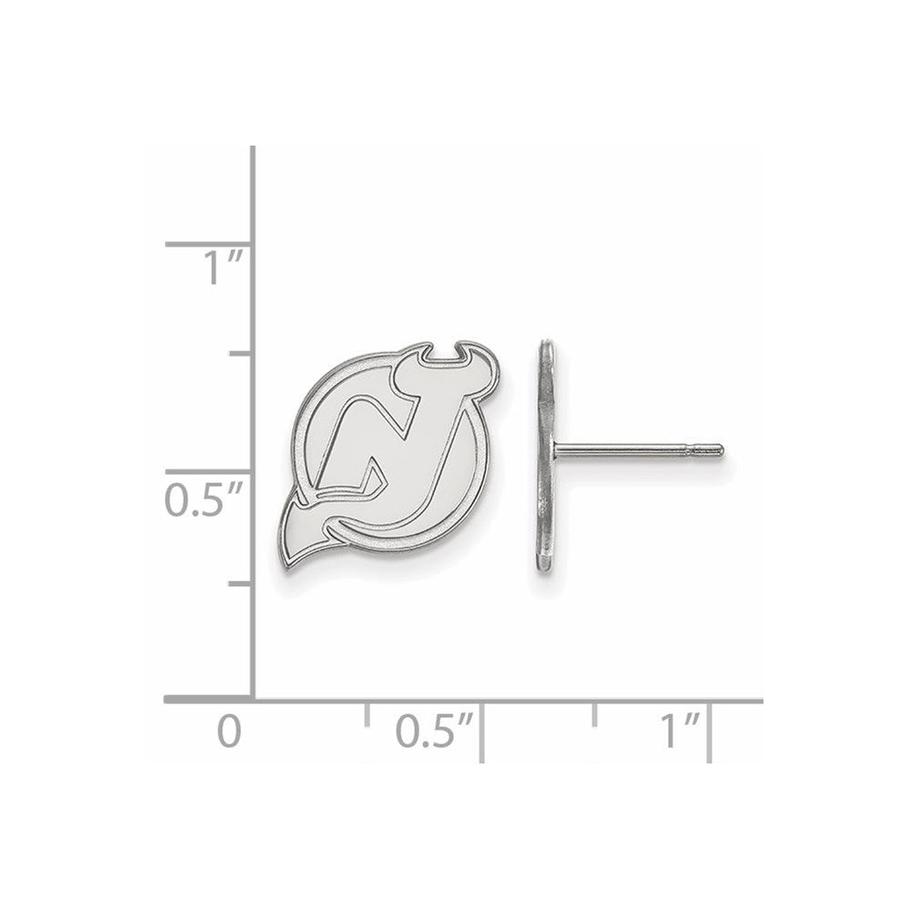 10K White Gold Nhl Logoart New Jersey Devils Small Post Earrings