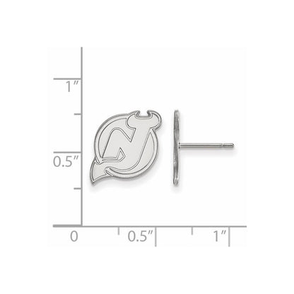 14K White Gold Nhl Logoart New Jersey Devils Small Post Earrings