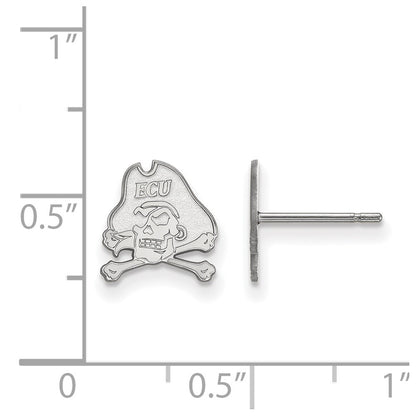 10K White Gold Logoart East Carolina University Pirate Extra Small Post Earrings