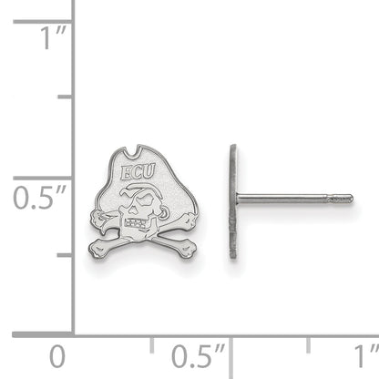 14K White Gold Logoart East Carolina University Pirate Extra Small Post Earrings