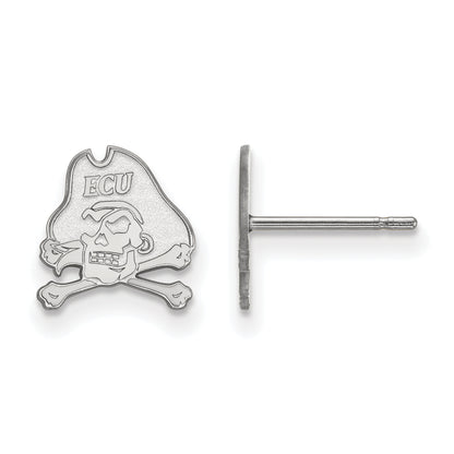 14K White Gold Logoart East Carolina University Pirate Extra Small Post Earrings