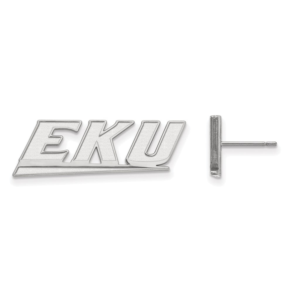 Sterling Silver Rhodium Plated Logoart Eastern Kentucky University E K U Small Post Earrings