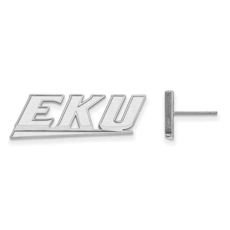 Sterling Silver Rhodium Plated Logoart Eastern Kentucky University E K U Small Post Earrings