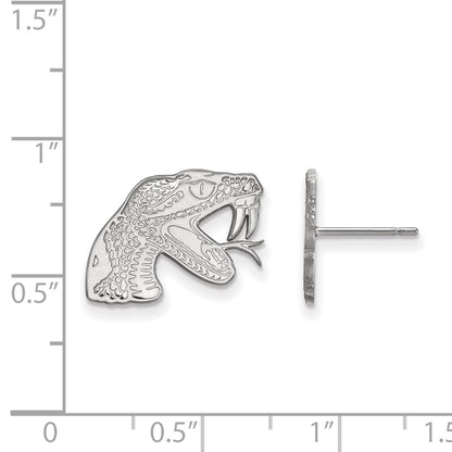 10K White Gold Logoart Florida A And M University Rattler Small Post Earrings