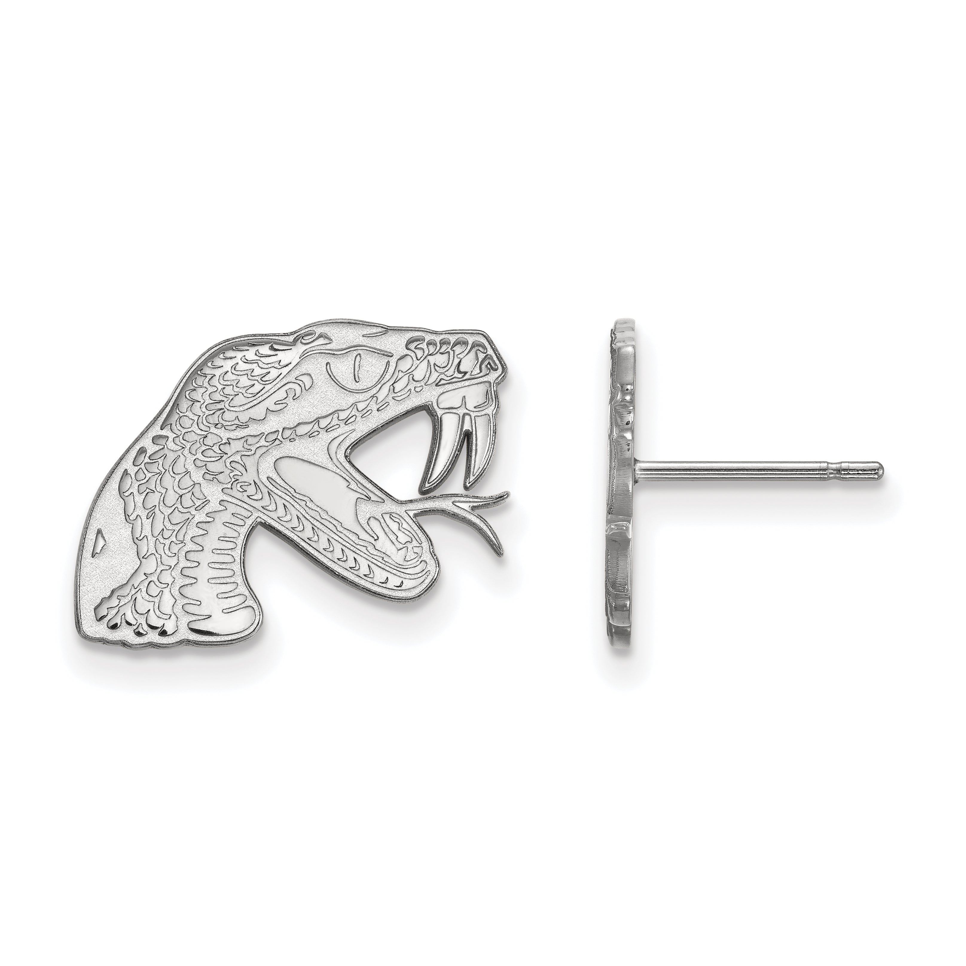 10K White Gold Logoart Florida A And M University Rattler Small Post Earrings