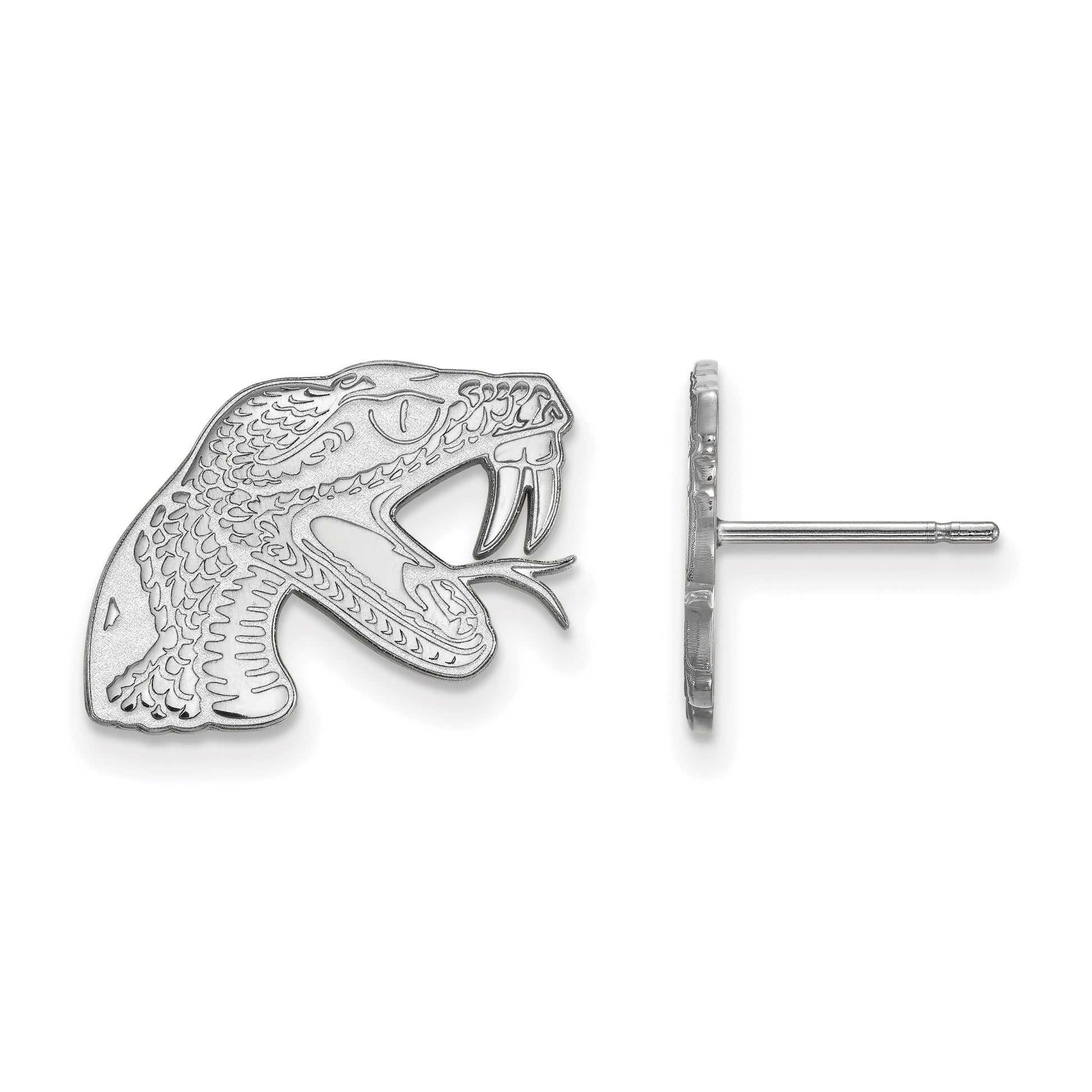 10K White Gold Logoart Florida A And M University Rattler Small Post Earrings