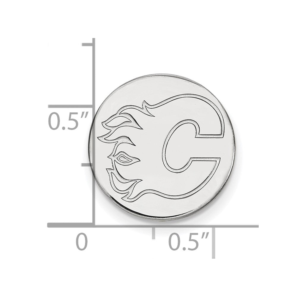 Sterling Silver Rhodium-Plated Nhl Logoart Calgary Flames Lapel Pin