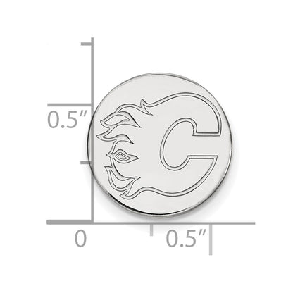 Sterling Silver Rhodium-Plated Nhl Logoart Calgary Flames Lapel Pin