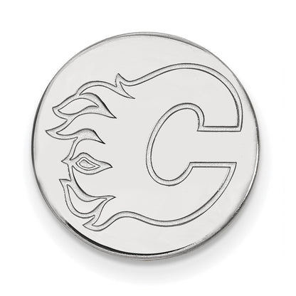 Sterling Silver Rhodium-Plated Nhl Logoart Calgary Flames Lapel Pin