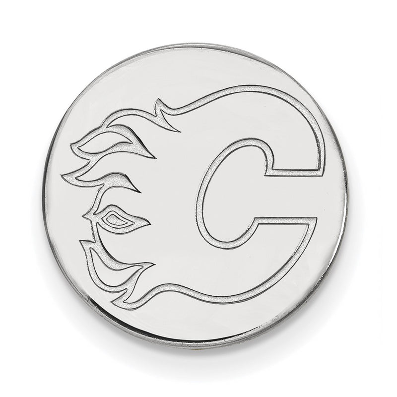 Sterling Silver Rhodium-Plated Nhl Logoart Calgary Flames Lapel Pin