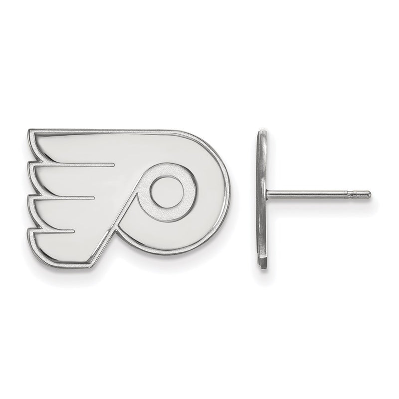 10K White Gold Nhl Logoart Philadelphia Flyers Small Post Earrings