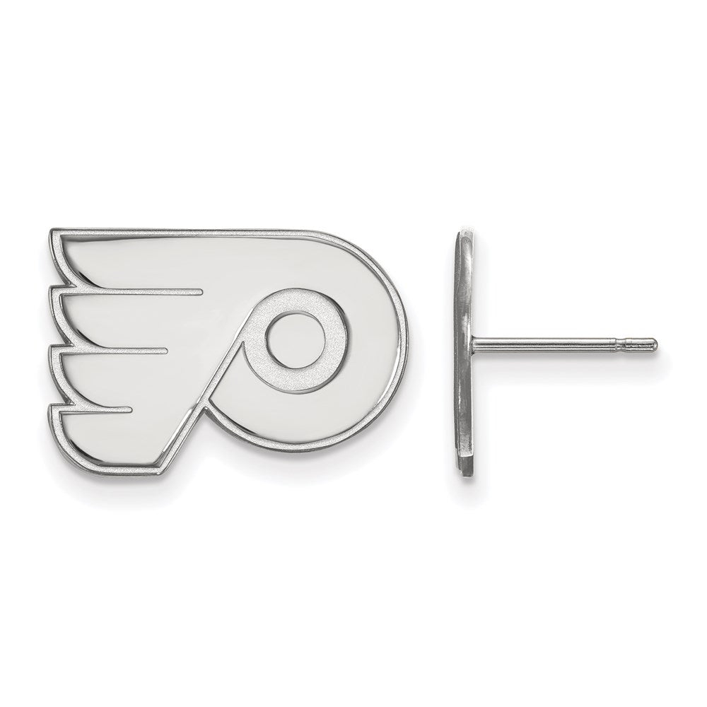 14K White Gold Nhl Logoart Philadelphia Flyers Small Post Earrings