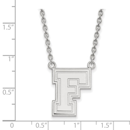 10K White Gold Logoart Fordham University Letter F Large Pendant 18 Inch Necklace