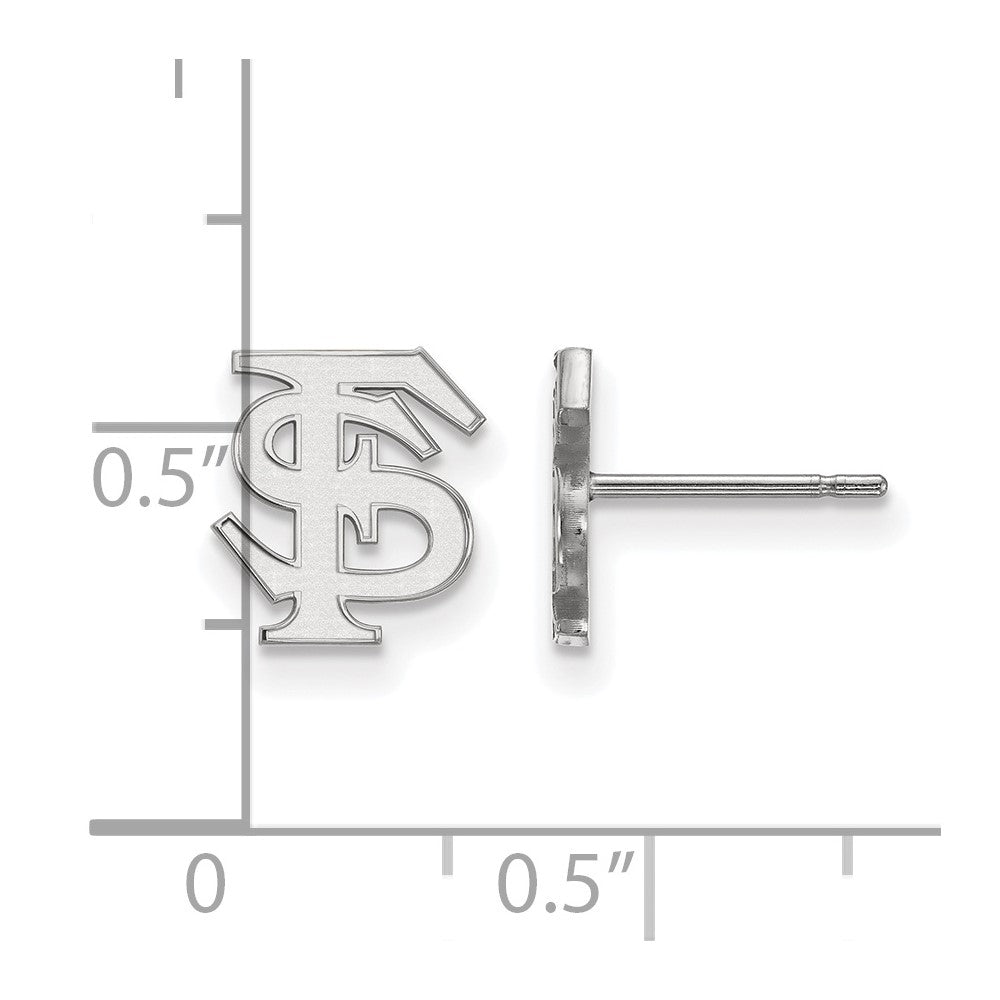 Sterling Silver Rhodium Plated Logoart Florida State University F S Extra Small Post Earrings