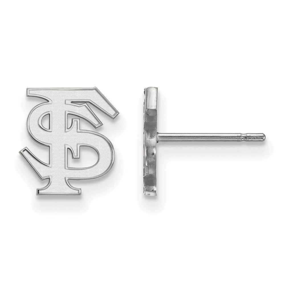 Sterling Silver Rhodium Plated Logoart Florida State University F S Extra Small Post Earrings