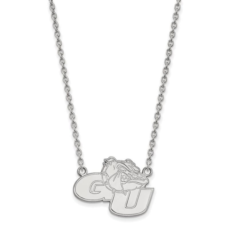 Sterling Silver Rhodium Plated Logoart Gonzaga University G U Bulldog Large Pendant 18 Inch Necklace